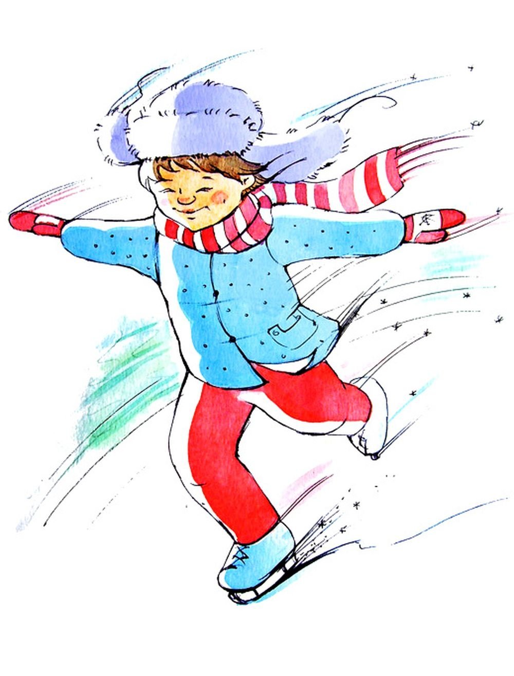 Мальчик катается на коньках