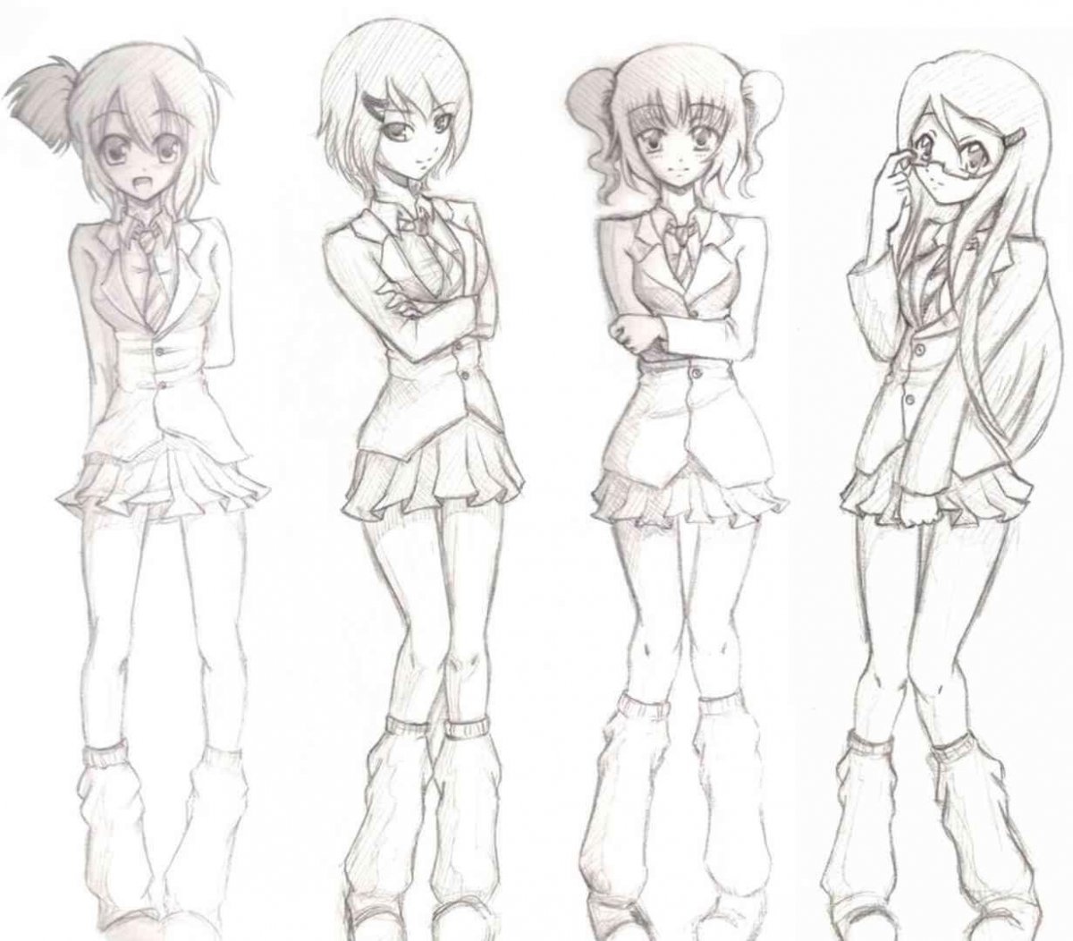 Эскизы аниме персонажей