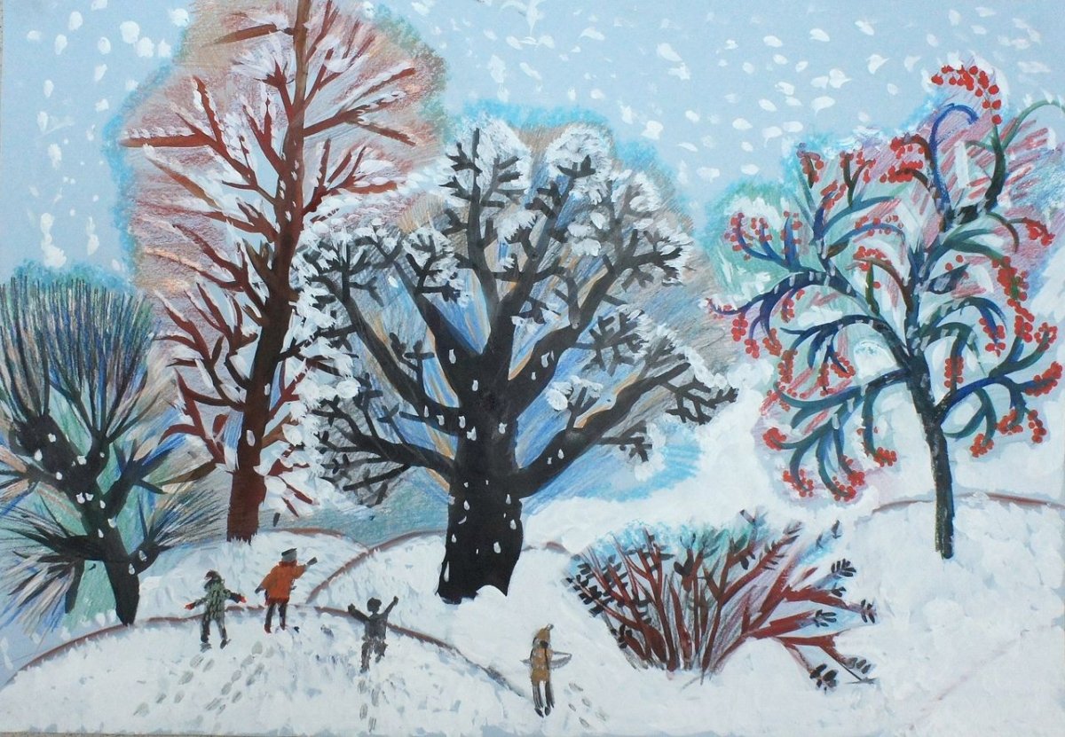 Рисование в детском саду зимний пейзаж