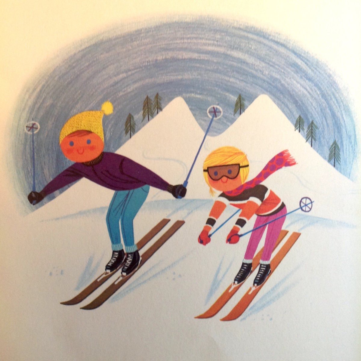 Детский рисунок лыжник