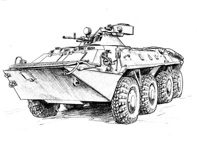 Нарисованный танк едет.