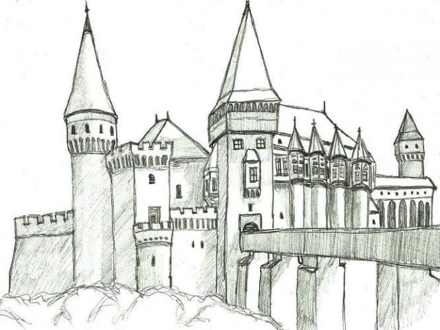 Замок рисунок карандашом легкий для срисовки