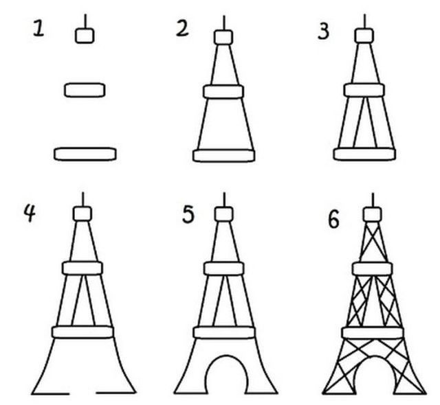 Рисунок эйфелевой башни для срисовки