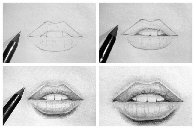 Как нарисовать губы девушки легко