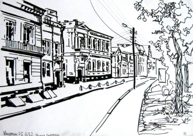 Нарисовать городскую улицу