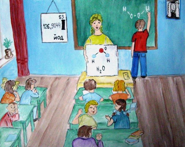 Рисунок парта с учениками