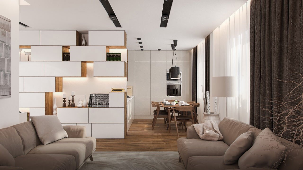 Современный дизайн интерьера квартиры студии
