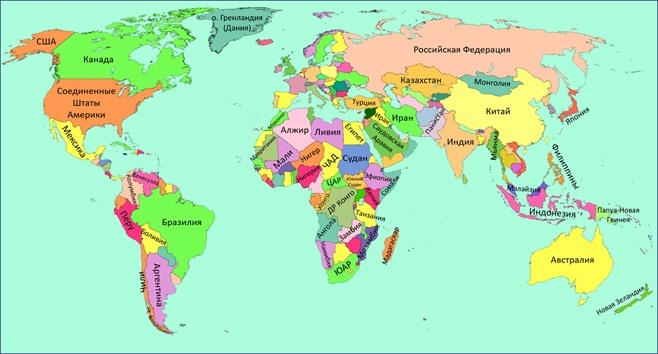 Карта расположения стран