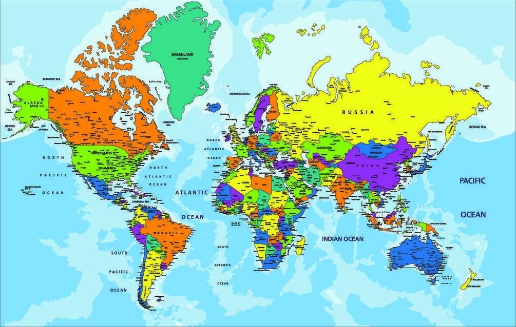 Карта мира с подписями стран