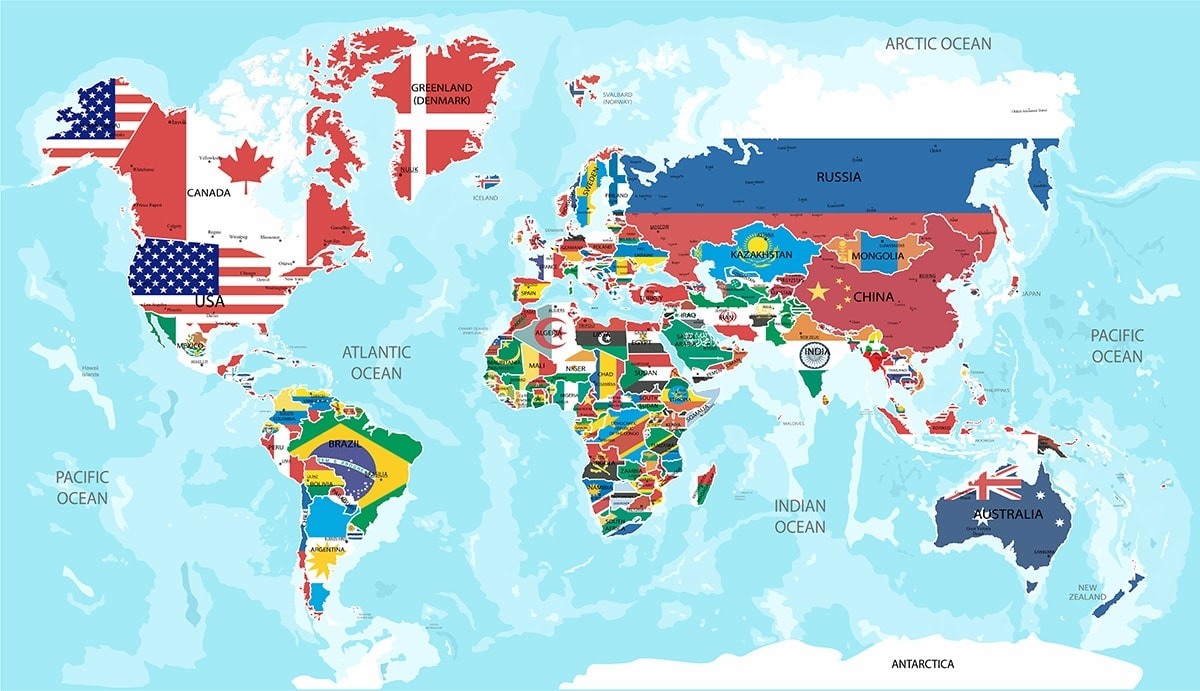 Карта стран на глобусе