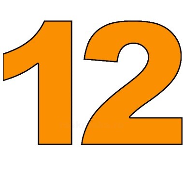 12. Цифра 12 цветная. Цифра 12 для печати. Цифра 12 оранжевая. Нарисовать цифру 12.