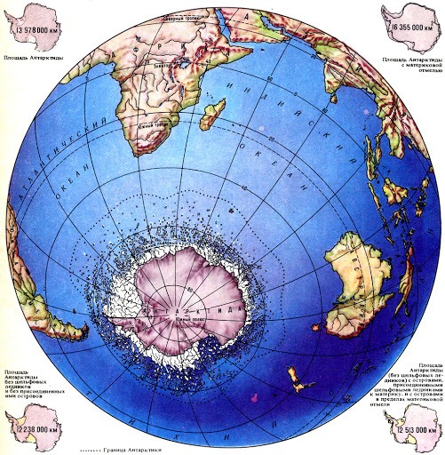 Карта мира северный и южный полюс