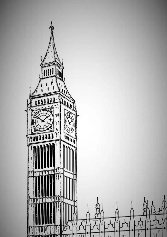 Рисунок биг. Биг-Бен (башня Елизаветы). Башня Биг Бен для срисовки. Биг Бен в Лондоне. Достопримечательности Англии Биг Бен рисунок.