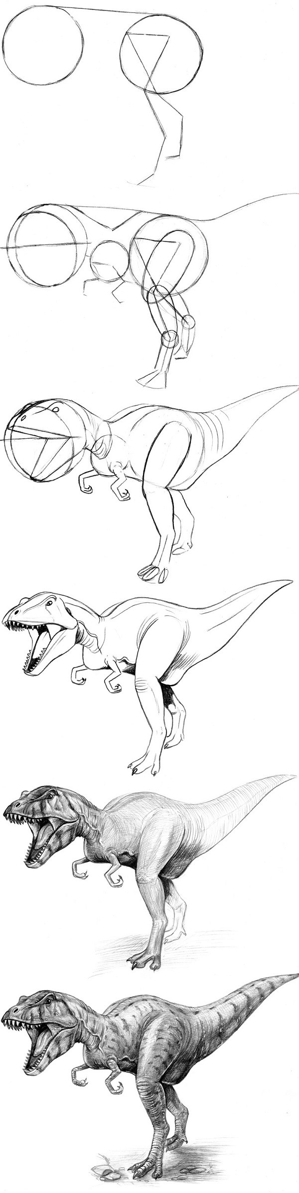 Пошагово Тираннозавр