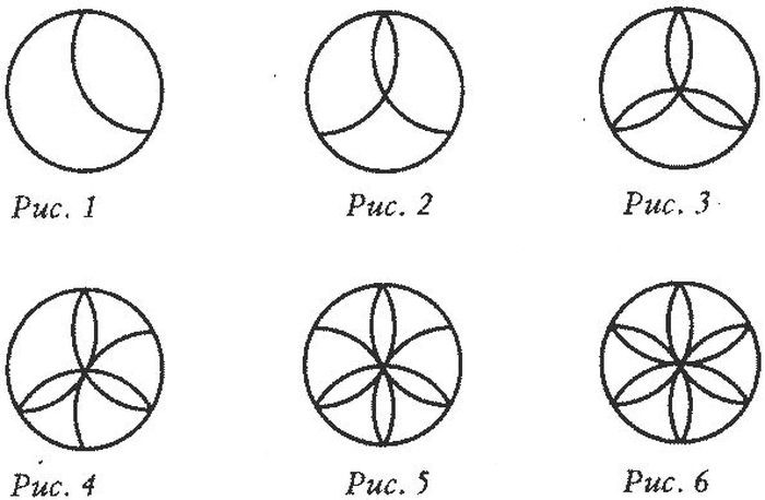 Как нарисовать цветок циркулем 6 лепестков