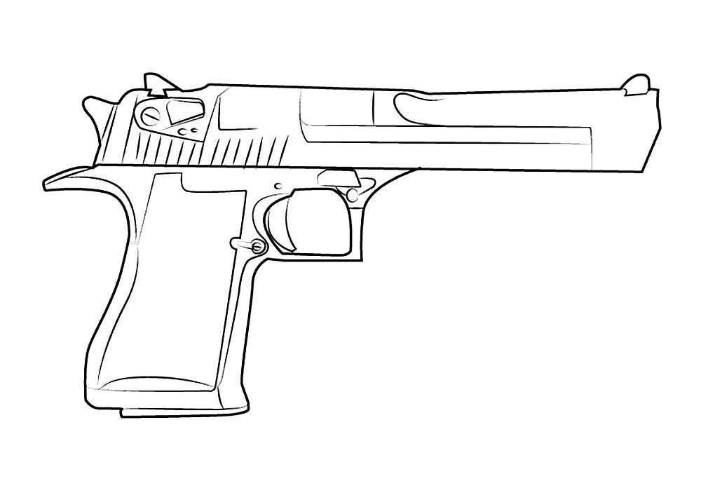 Пистолет рисунок раскраска