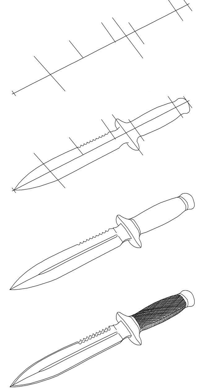 Рисунок нож карандашом для детей