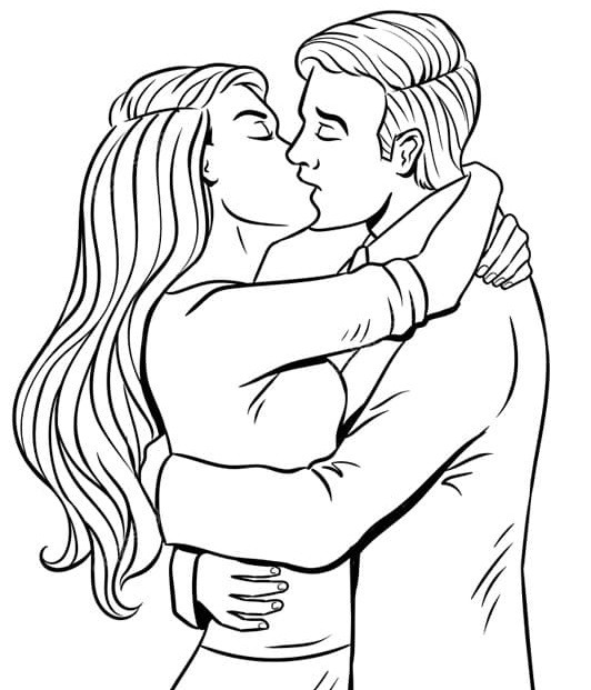 Как нарисовать поцелуй девушки и парня