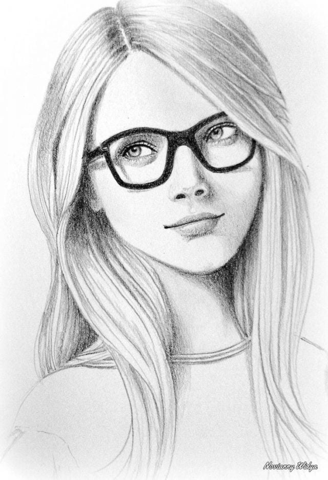 Девушка карандашом. Портрет девушки в очках карандашом. Красивые девушки карандашом. Нарисовать девушку карандашом.