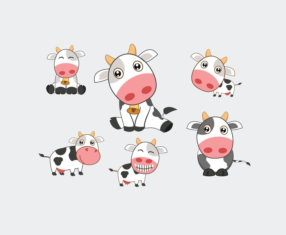 Милые коровки на белом фоне