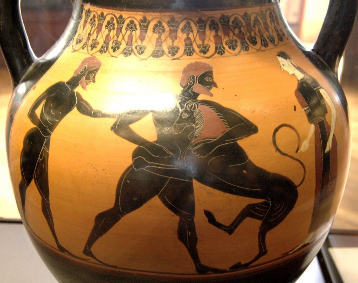 Геракл и немейский Лев вазопись