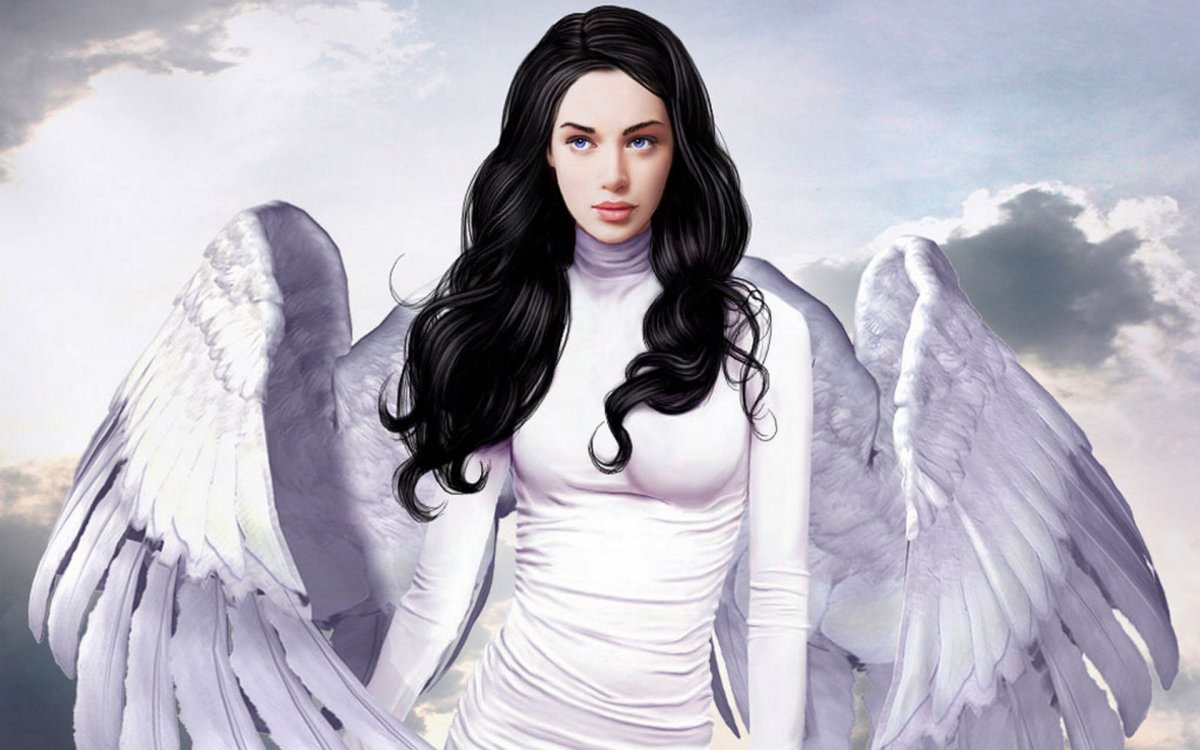 Красивая девушка ангел с крыльями
