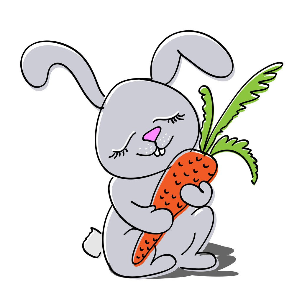 Зайка с морковкой рисунок
