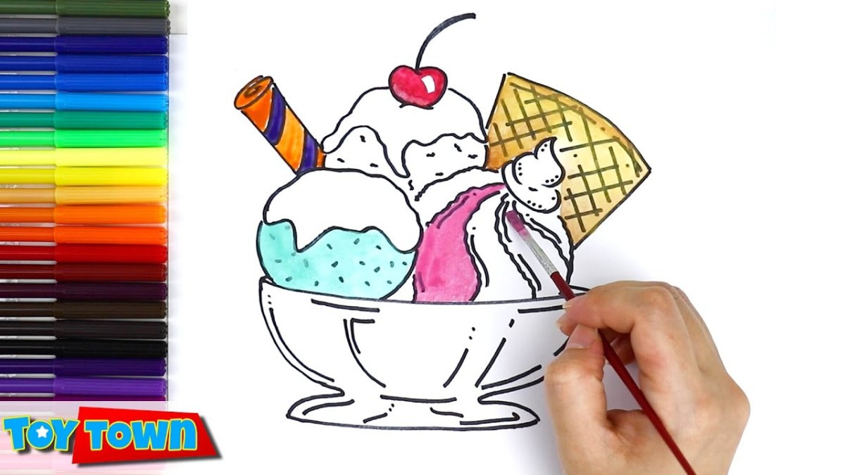Рисунки фломастерами легкие мороженое