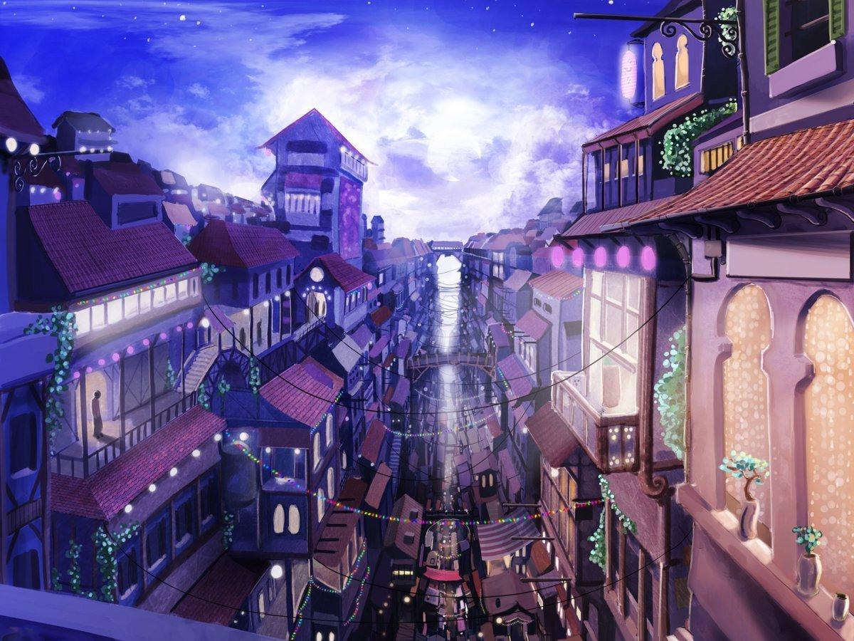 Япония аниме город Коноха