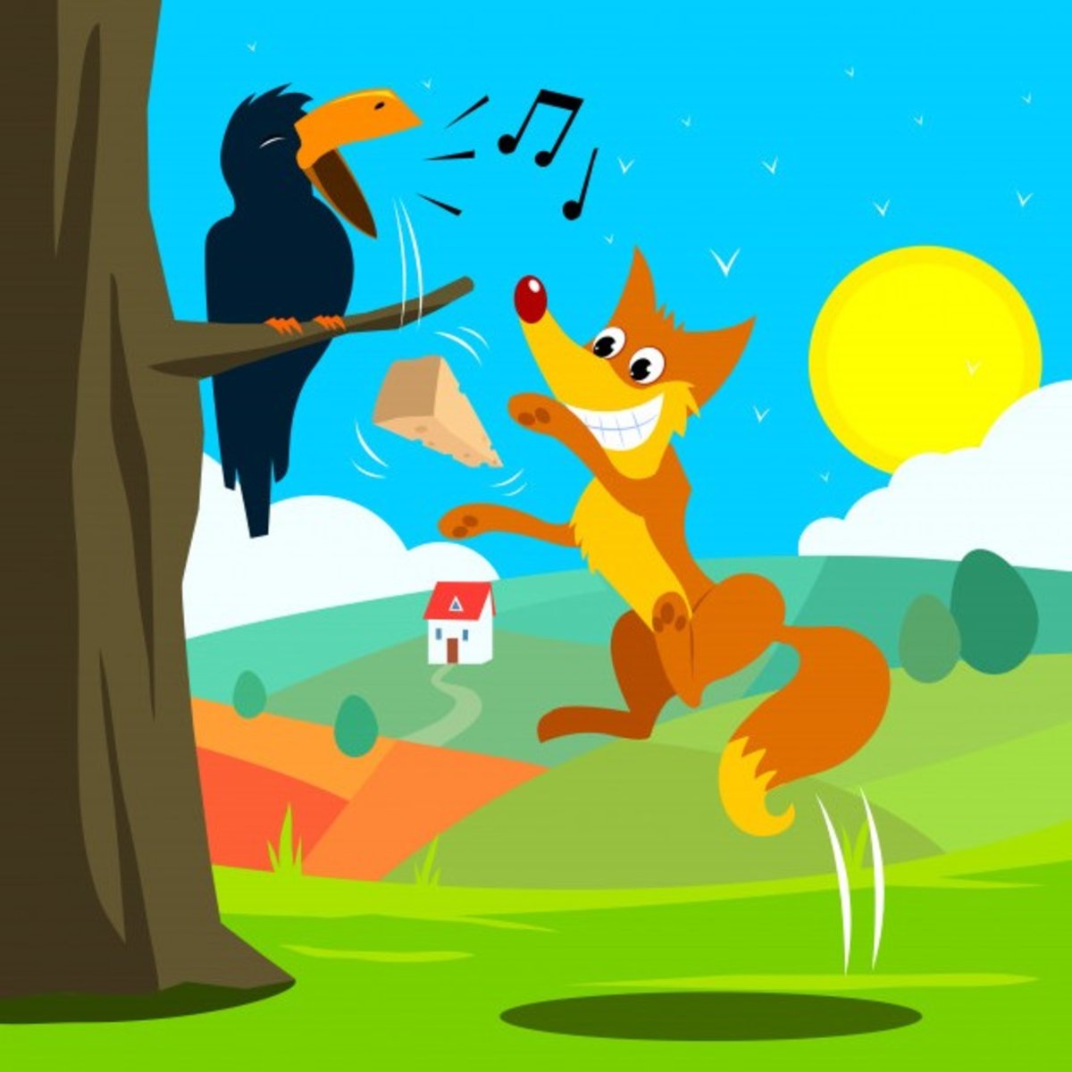 Картина ворона и лисица