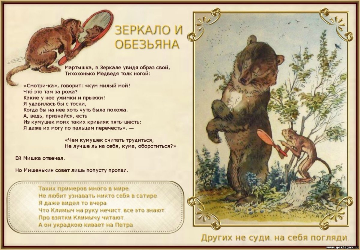 Иван Андреевич Крылов басня зеркало и обезьяна