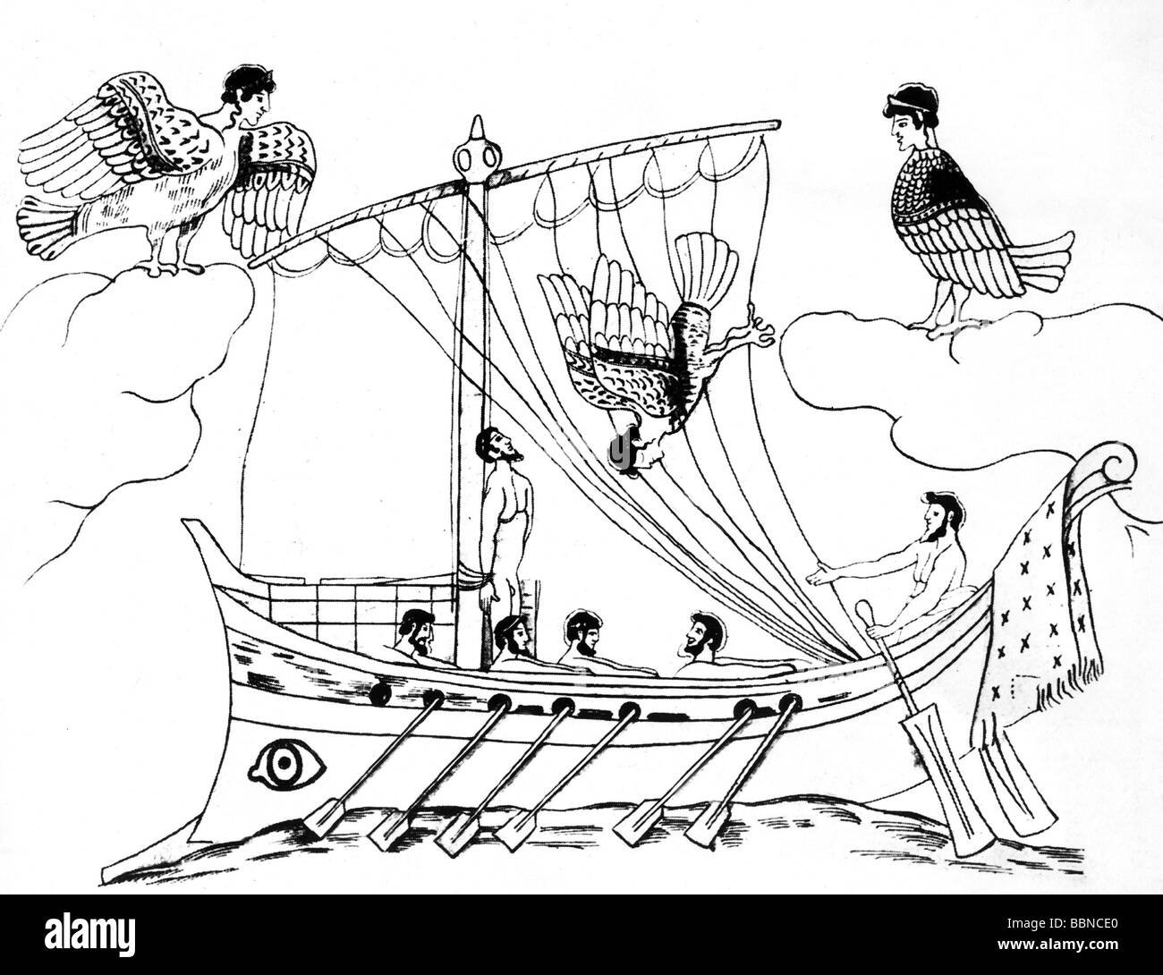 Раскраска к поэме Одиссея корабль