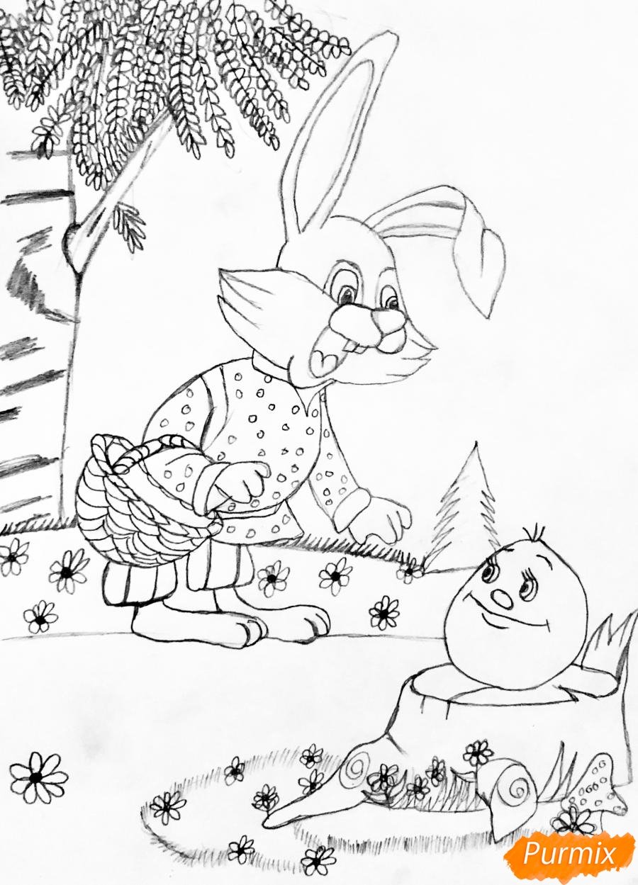 Колобок и заяц рисунок