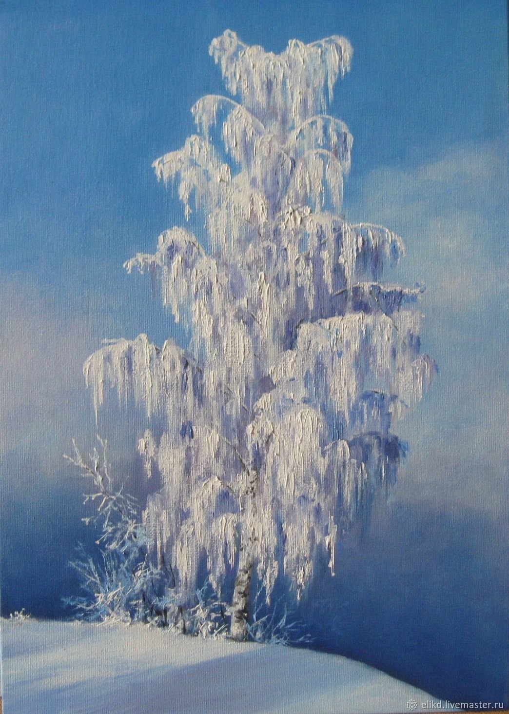 Картина зимняя береза
