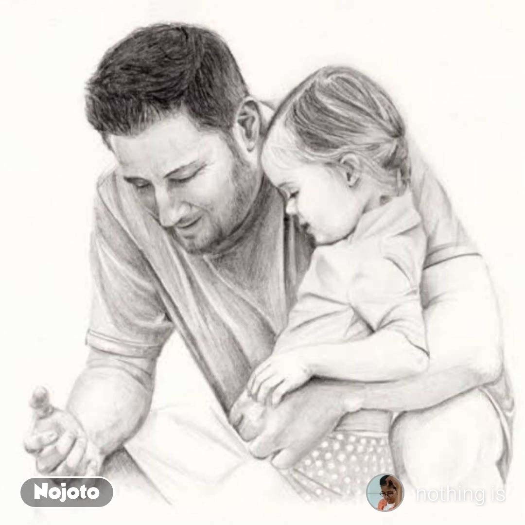 Зарисовка папа и дочка