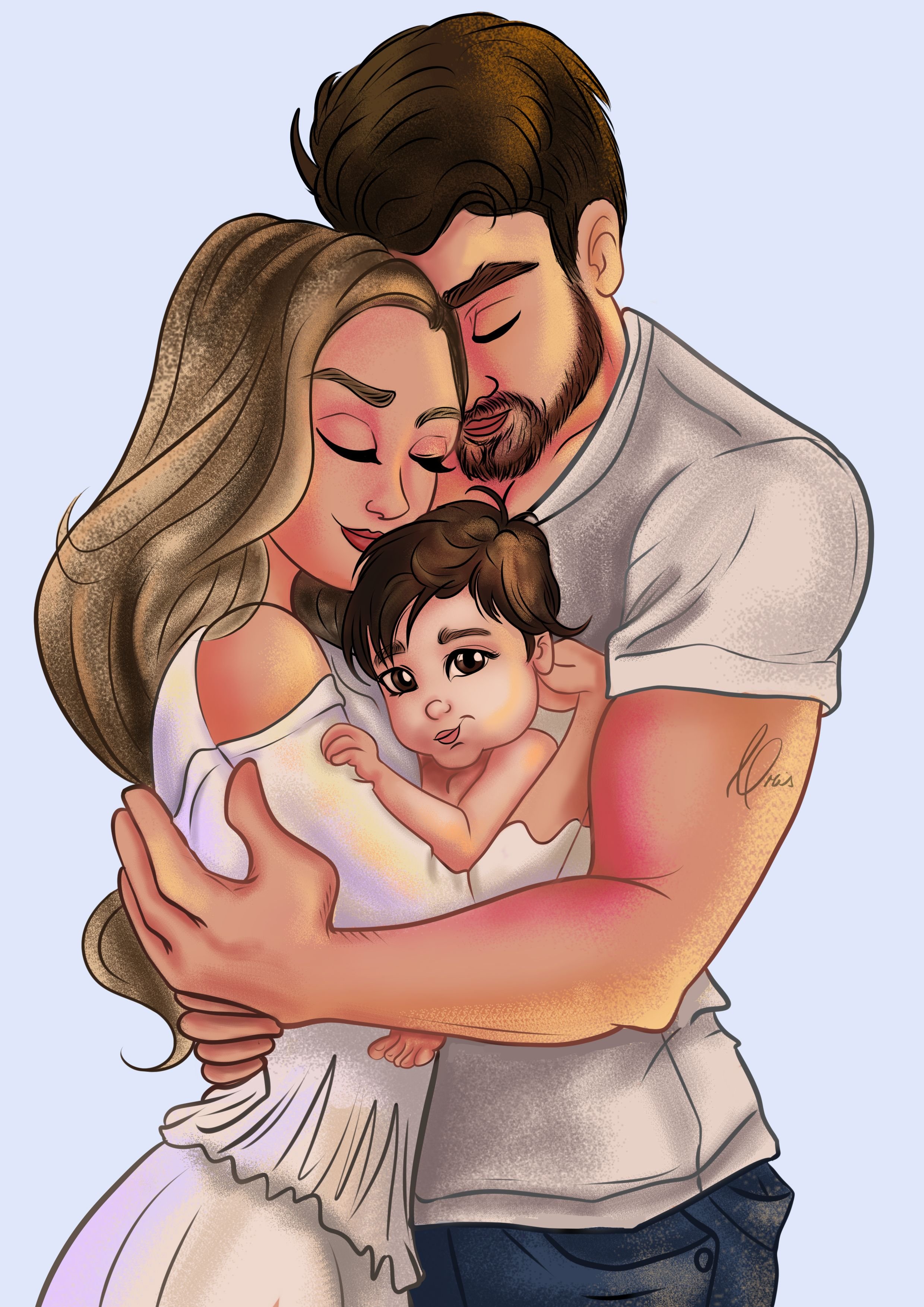 Детский рисунок папа и дочка