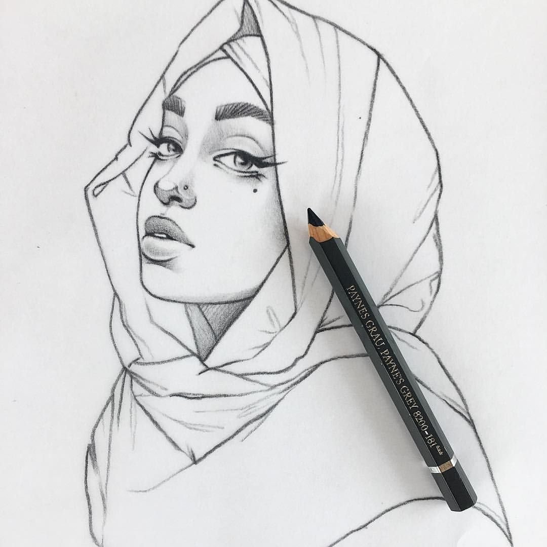 Девушка в хиджабе рисунок