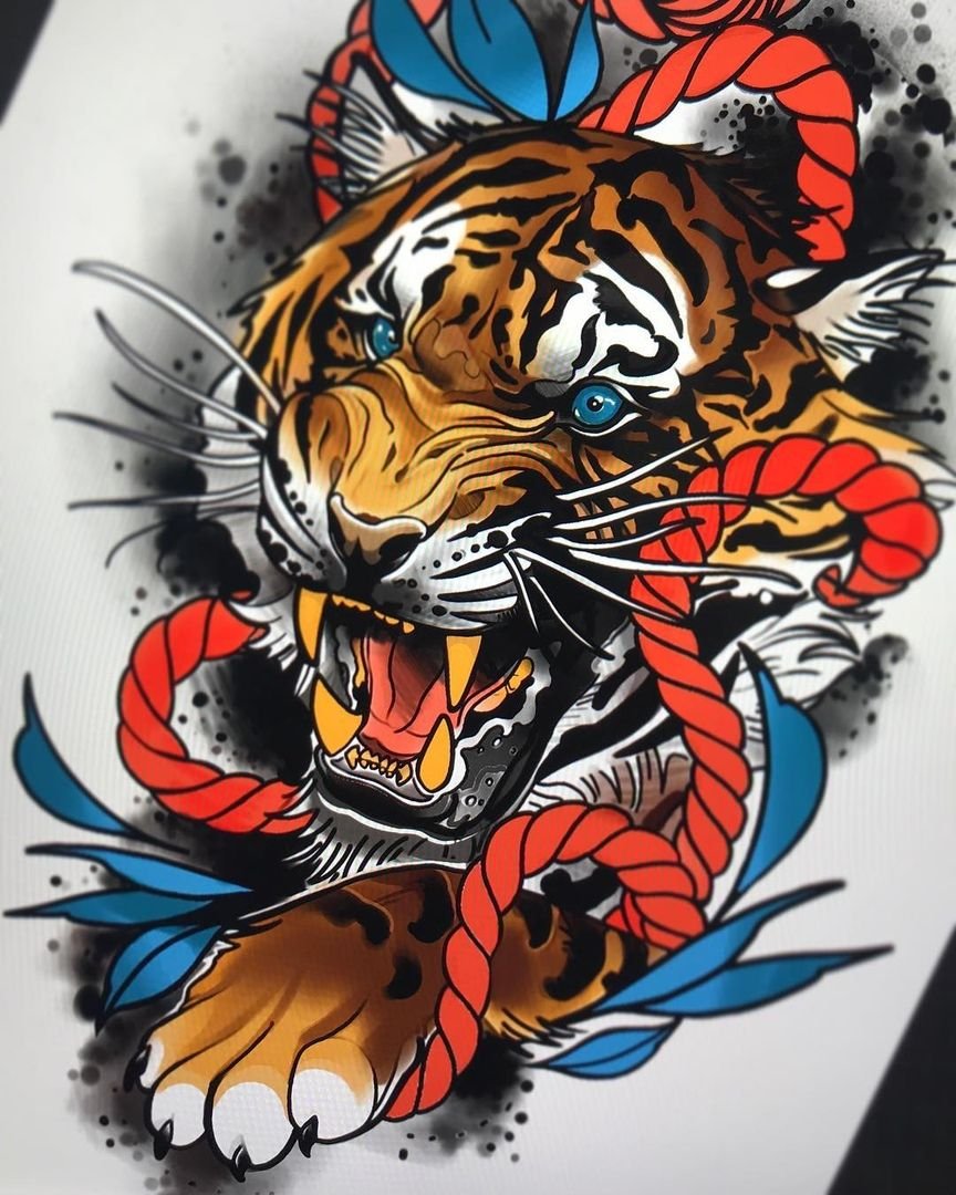 Нео традишнл Япония тигр