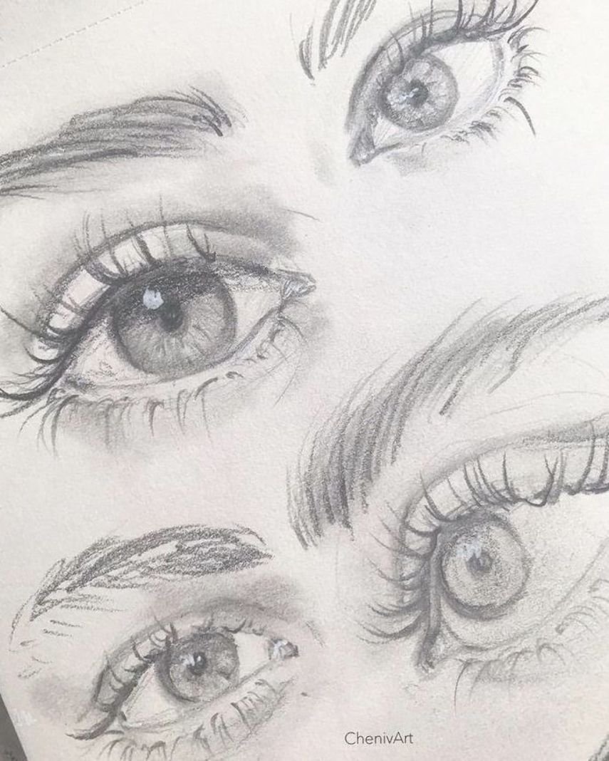 Скетчи глаз карандашом