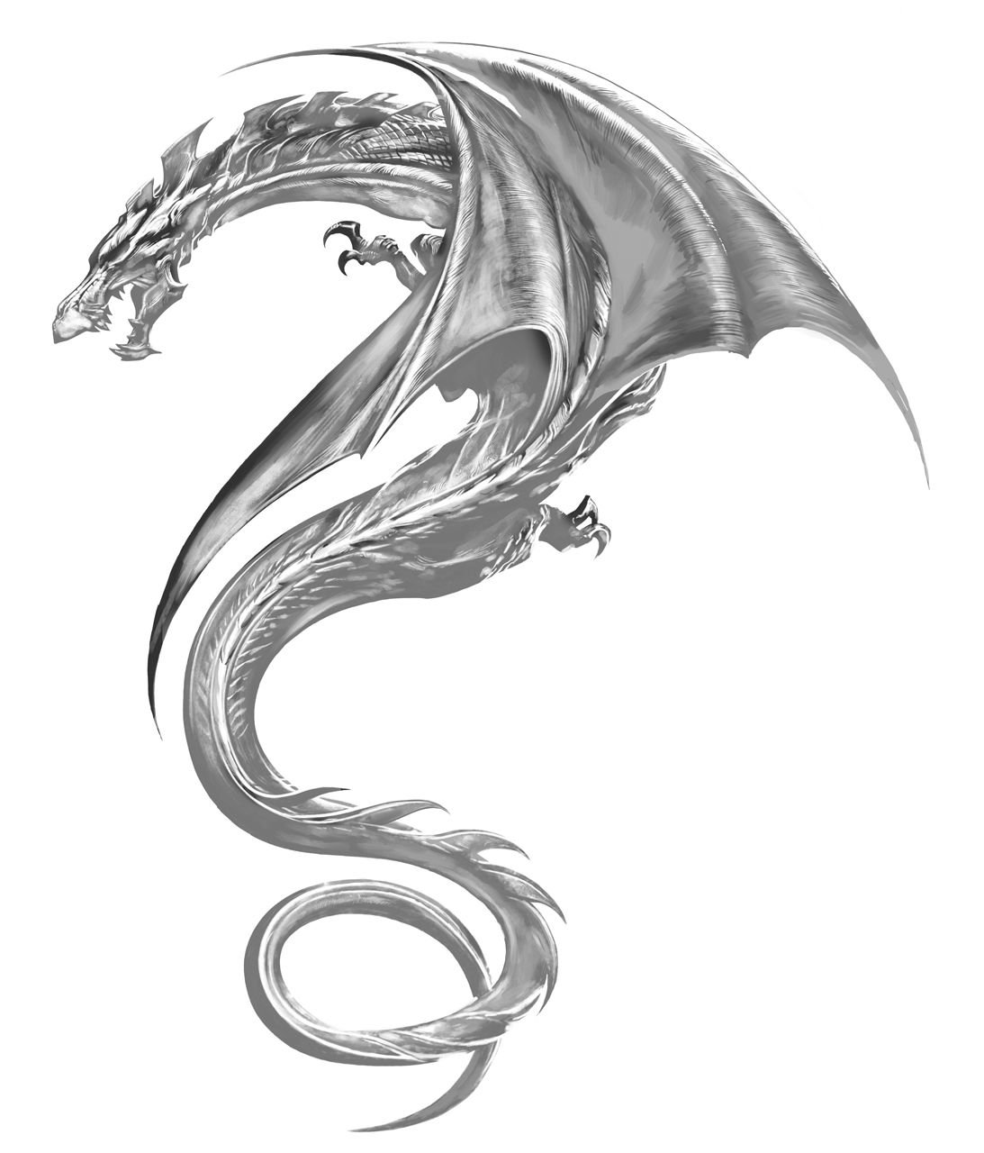 Металлический дракон эскиз тату