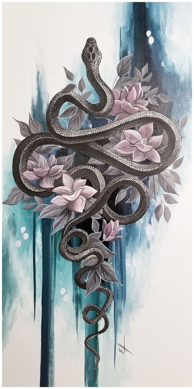Змея с цветами