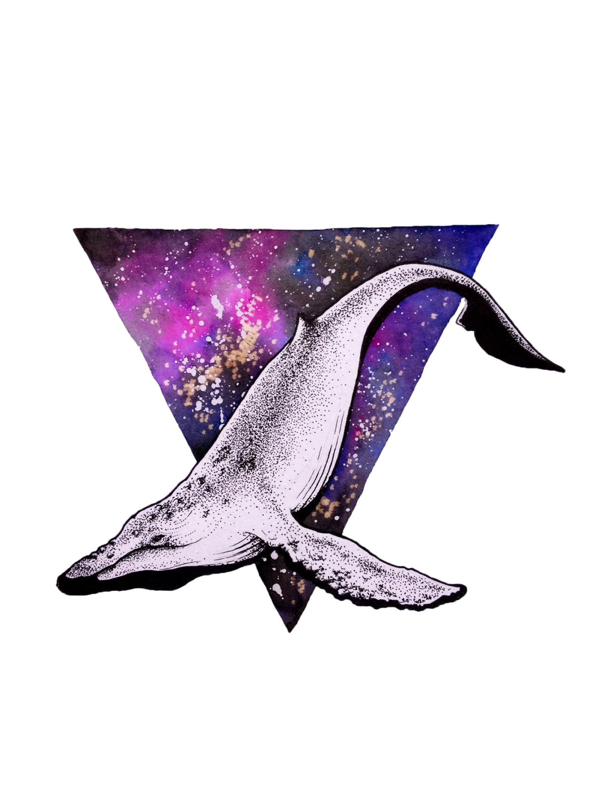 Космический кит на белом фоне