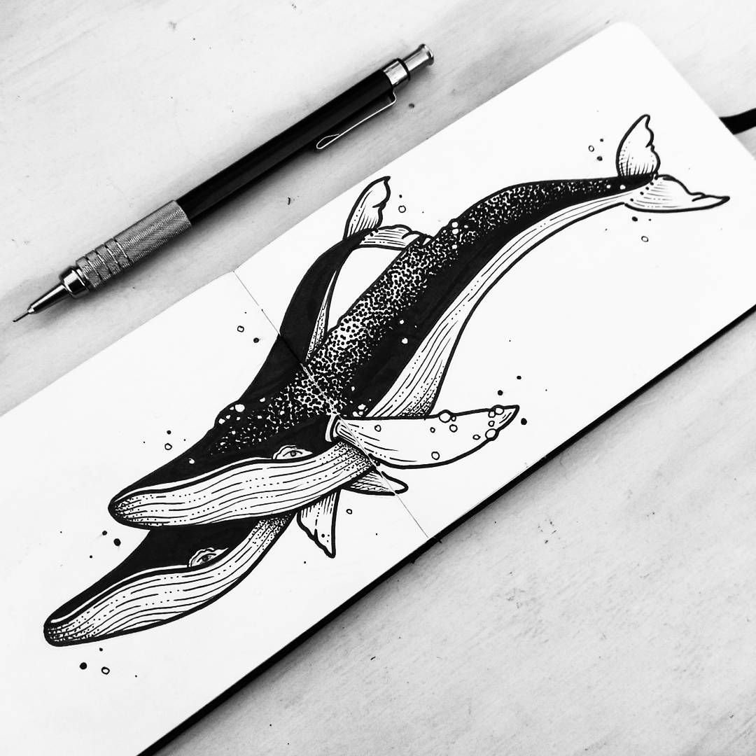 Эскизы китов для тату
