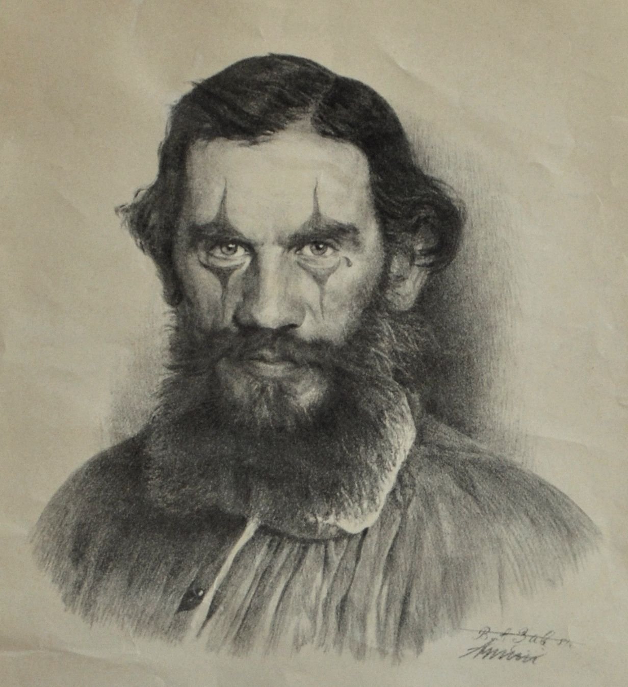 Портрет Льва Николаевича Толстого карандашом
