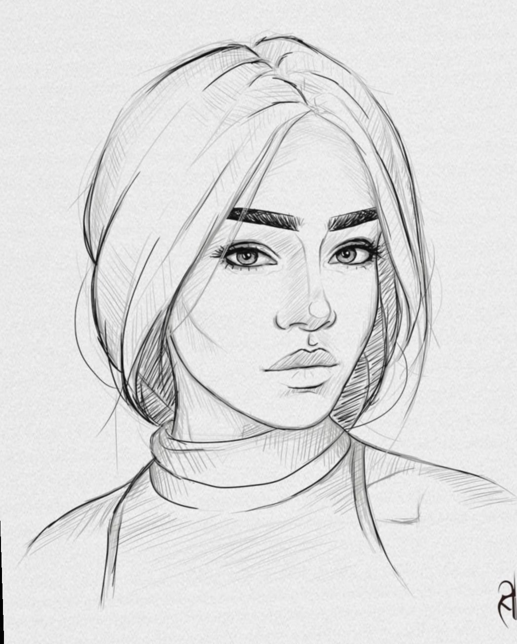 Рисунок лица девушки карандашом легко и красиво поэтапно