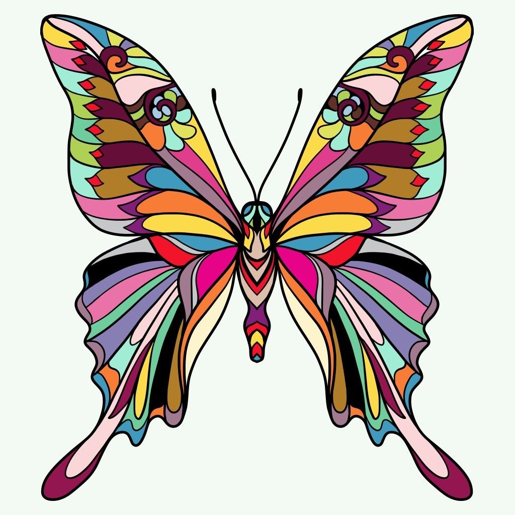 Малиновые бабочка арт