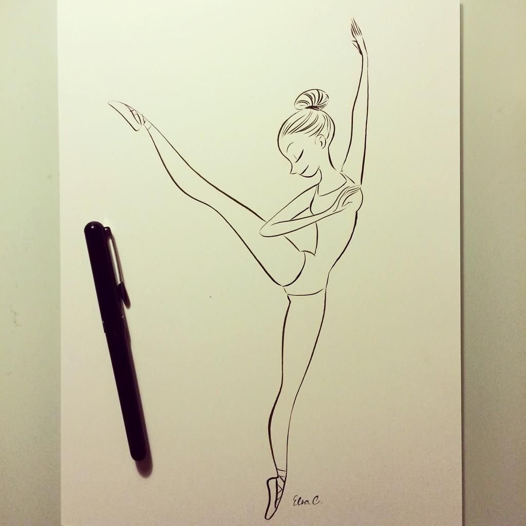 Балерина для скетчбука карандашом