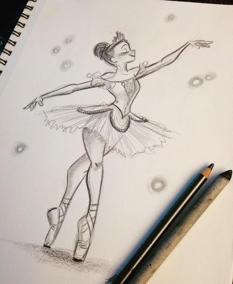 Балерина для срисовки карандашом