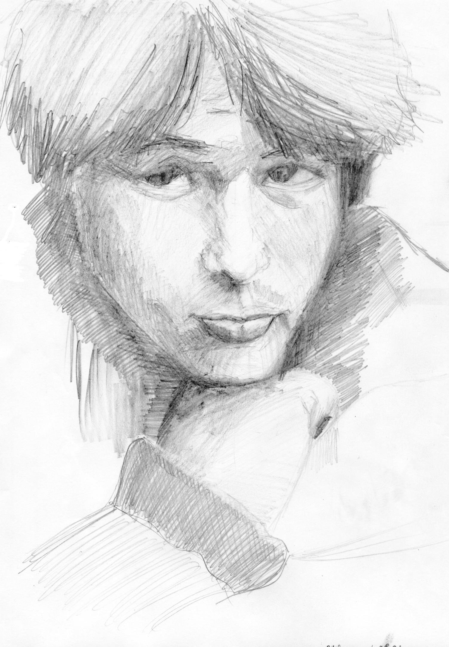 Портрет Виктора Цоя карандашом для срисовки
