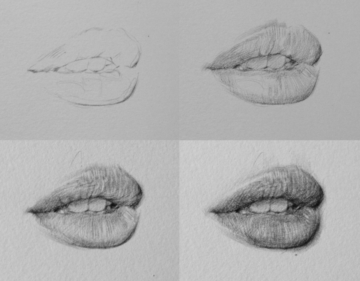 Объемные губы карандашом